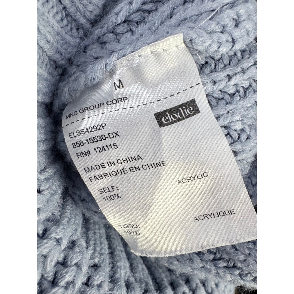 Elodie Cropped Sweater Y2k Textured‎ Knit Sky Blue Pullover Women's Medium - Picture 6 of 7